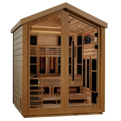 Golden Designs - Loviisa 3-Person Barn Hybrid Full Spectrum Infrared/Traditional Stove Outdoor Sauna