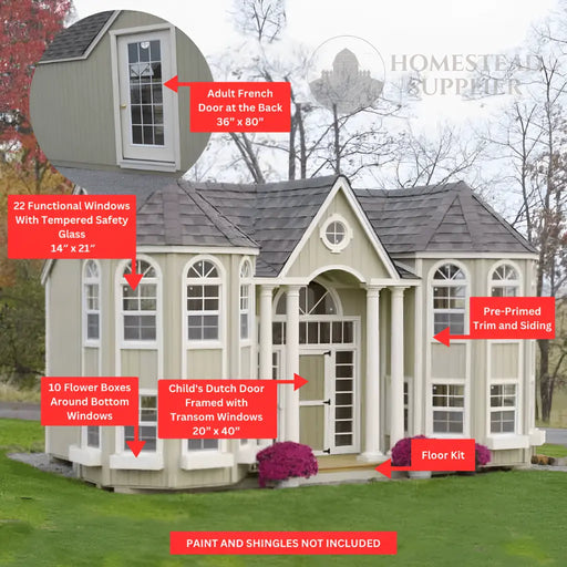 Little Cottage Company - The Grand Portico Mansion Playhouse Kit - Parts Labeled