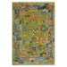 Green, Gray and Peach Oushak rug in the 4x6 size, shown flat.
