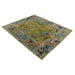 Wide angled view of the full Green, Gray and Peach Oushak rug.
