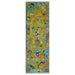 Green, Gray and Peach Oushak runner rug in the 2.6x8 size, shown flat.
