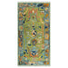 Green, Gray and Peach Oushak runner rug in the 2.6x6 size, shown flat.