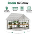 Little Cottage Co. 10x12 Colonial Gable Greenhouse interior shelving view