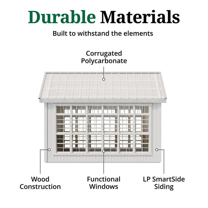 Little Cottage Co. 8x12 Colonial Gable Greenhouse materials view