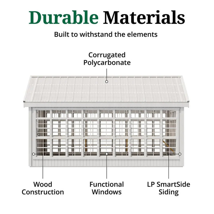 Little Cottage Co. 8x16 Colonial Gable Greenhouse materials view