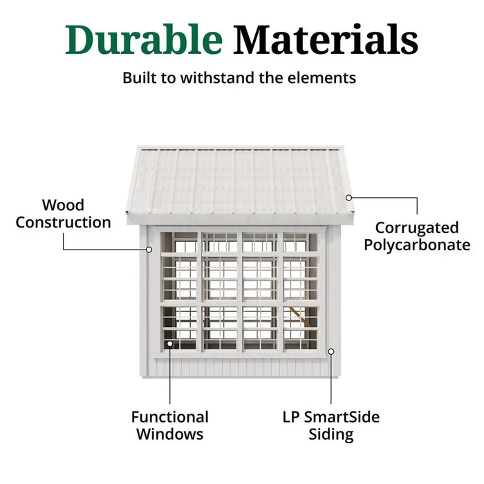 Little Cottage Co. 8x8 Colonial Gable Greenhouse materials view