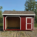little cottage company 10x16 run in animal shelter with tack room painted red front