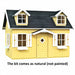 Yellow palmako marie 9x6 playhouse kit with black roof on a white background