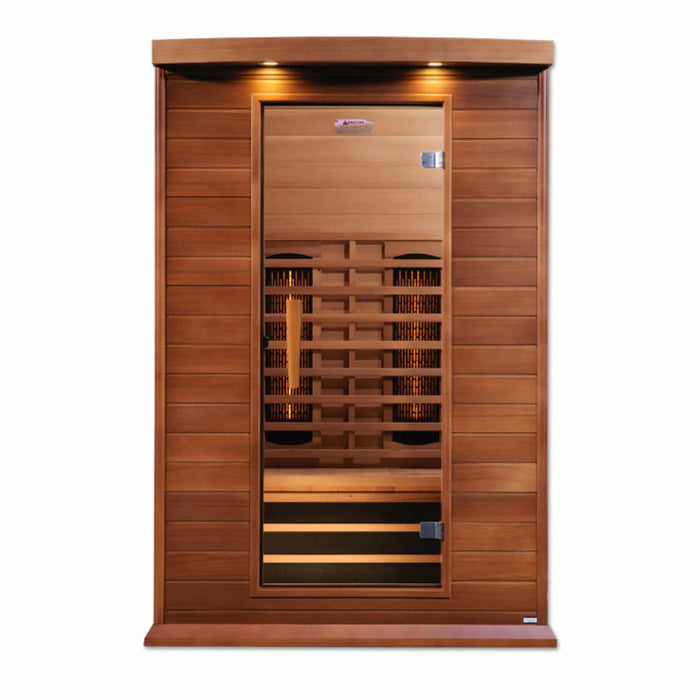 Golden Designs Maxxus 2-Person Full Spectrum Infrared Sauna with Near Zero EMF in Canadian Red Cedar - Front