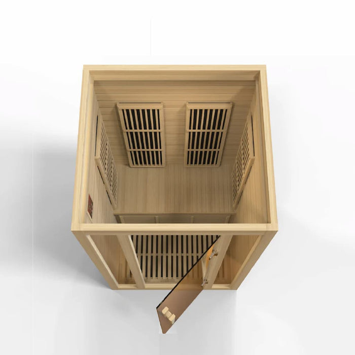 Golden Designs Maxxus Seattle 2-Person FAR Infrared Sauna with Low EMF in Canadian Hemlock - Semi Top 