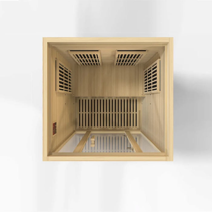 Golden Designs Maxxus Seattle 2-Person FAR Infrared Sauna with Low EMF in Canadian Hemlock - Top View