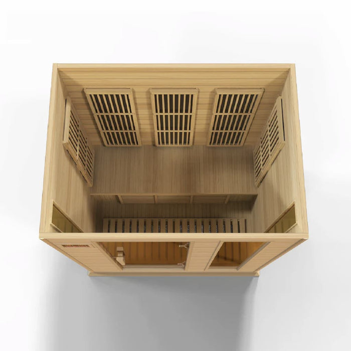 Golden Designs Maxxus 3-Person FAR Infrared Sauna with Low EMF in Canadian Hemlock - Semi Top View