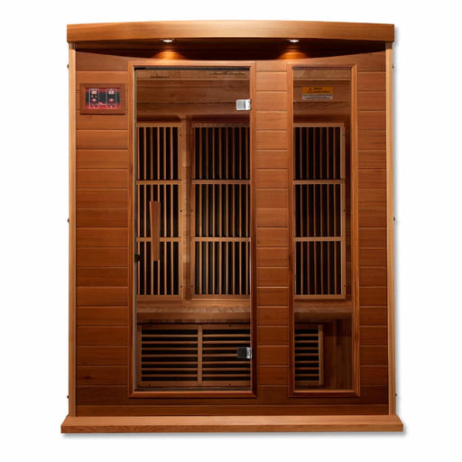 Golden Designs Maxxus 3-Person FAR Infrared Sauna Low EMF in Canadian Red Cedar - Front