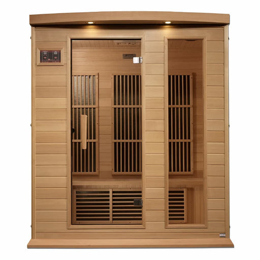 Golden Designs Maxxus 3-Person FAR Infrared Sauna Near Zero EMF in Canadian Hemlock - Front