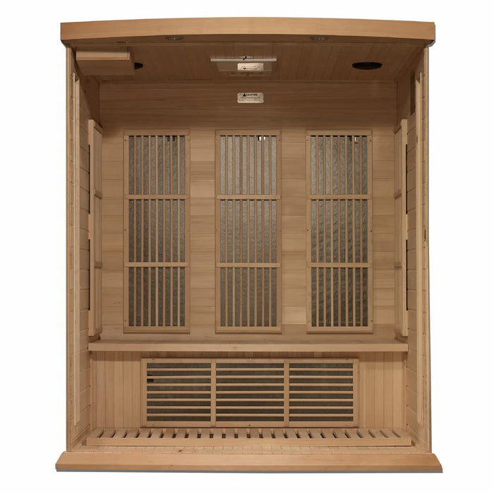 Golden Designs Maxxus 3-Person FAR Infrared Sauna Near Zero EMF in Canadian Hemlock - Interior