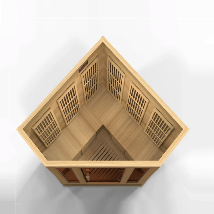 Golden Designs Maxxus Corner 3-Person FAR Infrared Sauna with Low EMF in Canadian Hemlock - Top