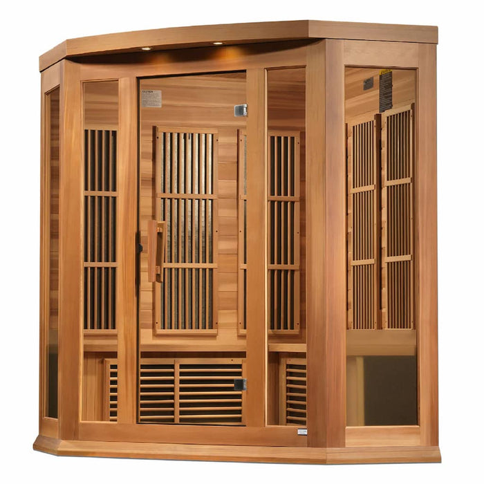 Golden Designs Maxxus Corner 3-Person FAR Infrared Sauna with Low EMF in Canadian Red Cedar - Side