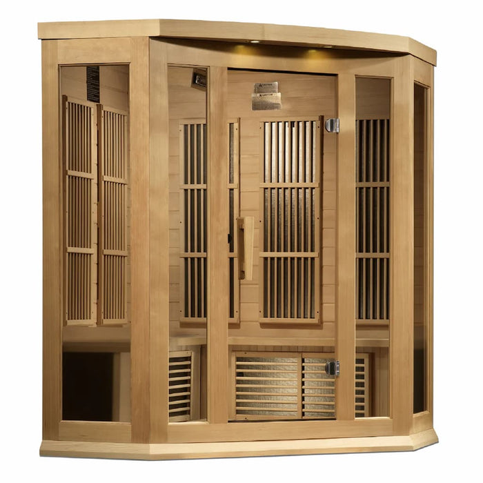 Golden Designs Maxxus Corner 3-Person FAR Infrared Sauna Near Zero EMF in Canadian Hemlock - Main