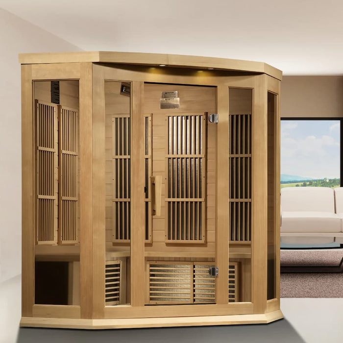 Golden Designs Maxxus Corner 3-Person FAR Infrared Sauna Near Zero EMF in Canadian Hemlock - Overview