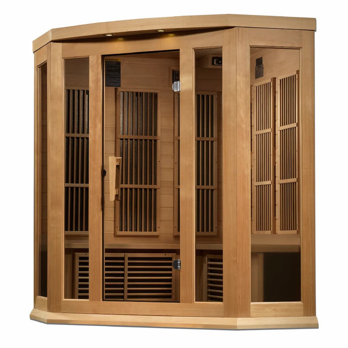 Golden Designs Maxxus Corner 3-Person FAR Infrared Sauna Near Zero EMF in Canadian Hemlock - Side