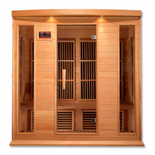 Golden Designs Maxxus 4-Person FAR Infrared Sauna with Low EMF in Canadian Hemlock - Front