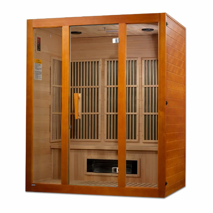 Golden Designs Maxxus "Alpine" Dual Tech 3-Person FAR Infrared Sauna with Low EMF in Canadian Hemlock - Side