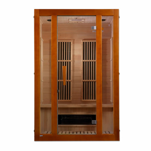 Golden Designs Maxxus Aspen Dual Tech 2-Person FAR Infrared Sauna with Low EMF in Canadian Hemlock - Front
