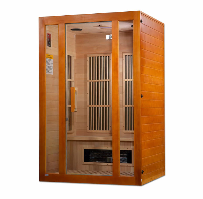 Golden D esigns Maxxus Aspen Dual Tech 2-Person FAR Infrared Sauna with Low EMF in Canadian Hemlock - Side