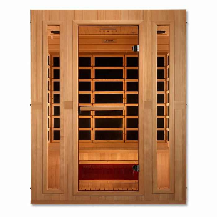 Golden Designs Maxxus "Trinity" Dual Tech 3-Person FAR Infrared Sauna Low EMF in Canadian Hemlock - Front