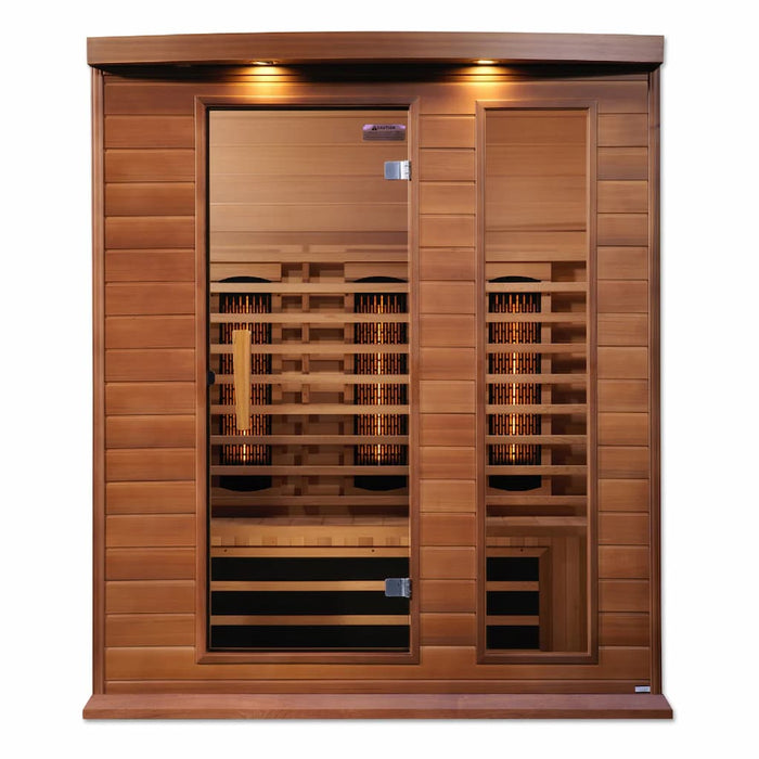 Golden Designs Maxxus 3-Person Full Spectrum Infrared Sauna with Near Zero EMF in Canadian Red Cedar - Front