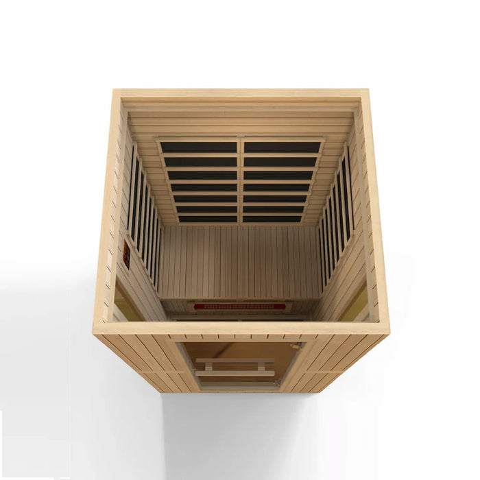 Golden Designs Maxxus Serenity 2-Person FAR Infrared Sauna with Low EMF in Canadian Hemlock - Semi Top