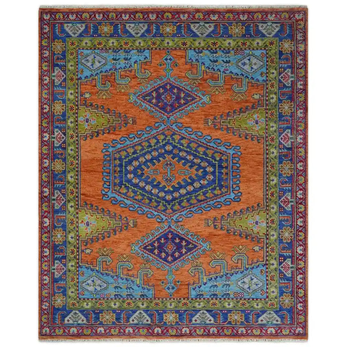 Isolated full rug with central medallion and fringe