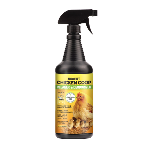Microbe-Lift Chicken Coop Cleaner & Deodorizer 32 oz trigger spray bottle shown from the front