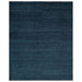Overhead view of The Rug Decor Midnight Blue solid rectangular hand-knotted wool rug