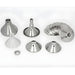 Milky Day - Electric Cream Seperator - 100-18 Set of metal funnels on a white background