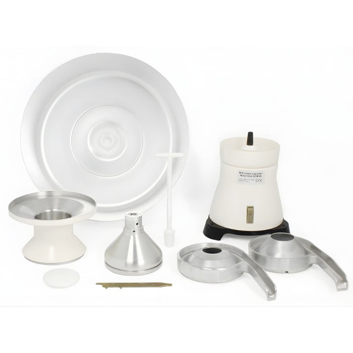 Milky Day - Electric Cream Seperator - 100-18 set of white and silver kitchen tools on a white background