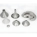 Milky Day Electric Cream Seperator 100-19 set of metal funnels on a white background