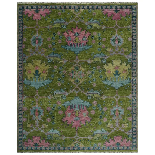 Full frontal view of the hand-knotted wool rug linked to the 8x10 option
