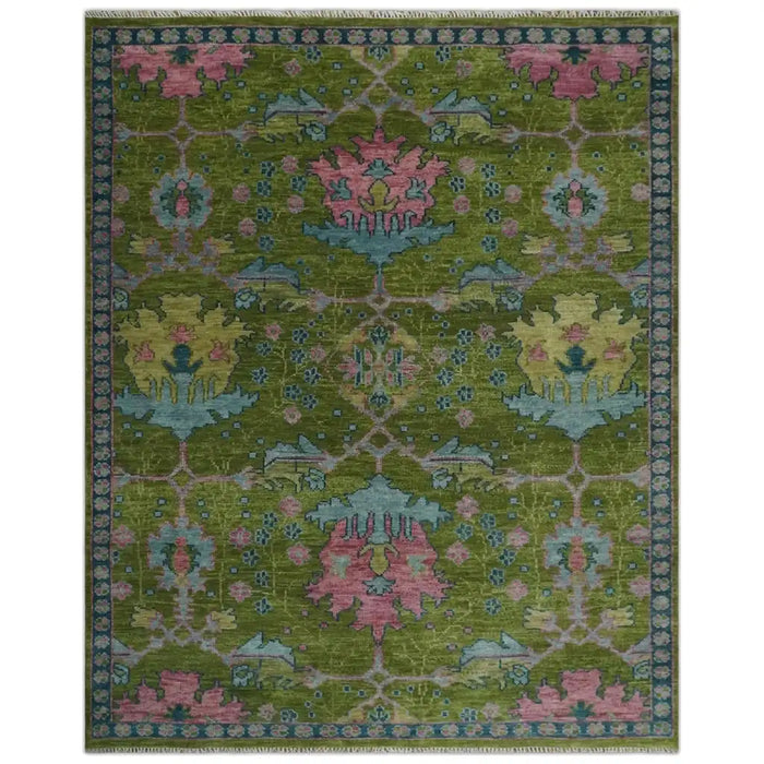 Full frontal view of the hand-knotted wool rug linked to the 8x10 option
