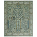 Moss Green and Ivory Tree of Life wool rug on a white background