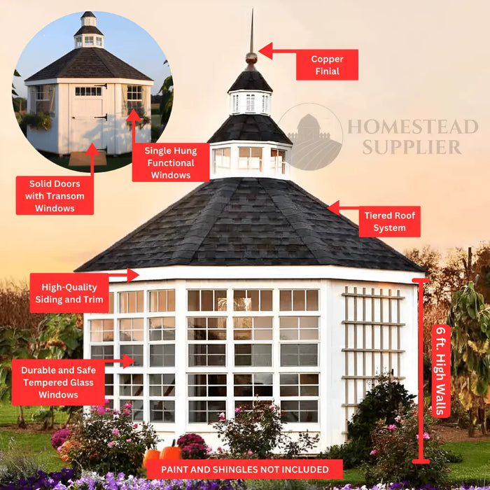 Octagon Greenhouse Plans Little Cottage Co. 12x12 Octagon Garden Shed