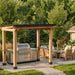Outdoor Living Today 8x5 Grill Gazebo, grill, and seating area surrounded by trees.