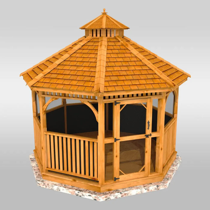 Outdoor Living Today - 10′ Bayside Gazebo with Screen Kit - Isolated