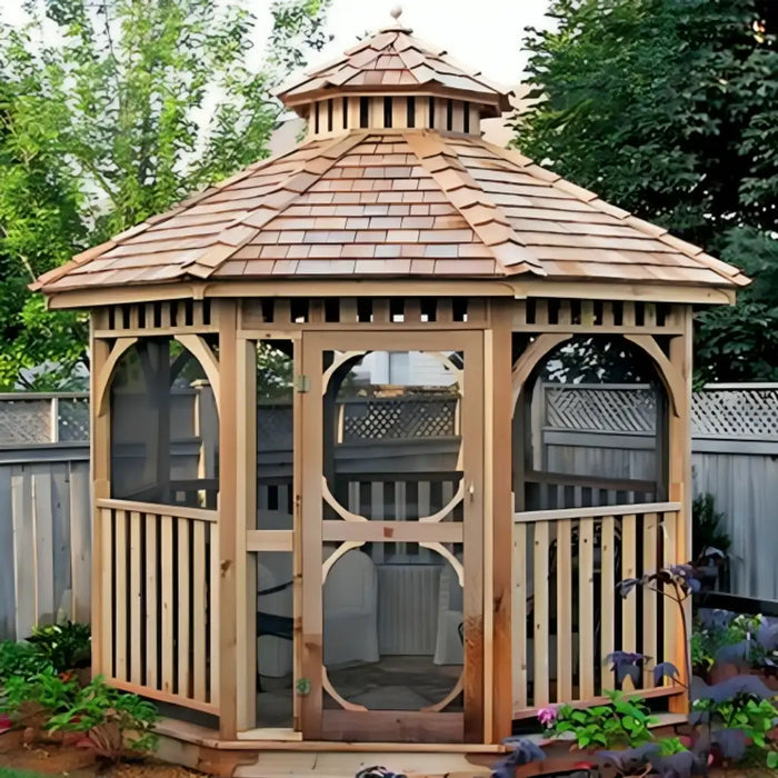 Outdoor Living Today - 10′ Bayside Gazebo with Screen Kit - Front