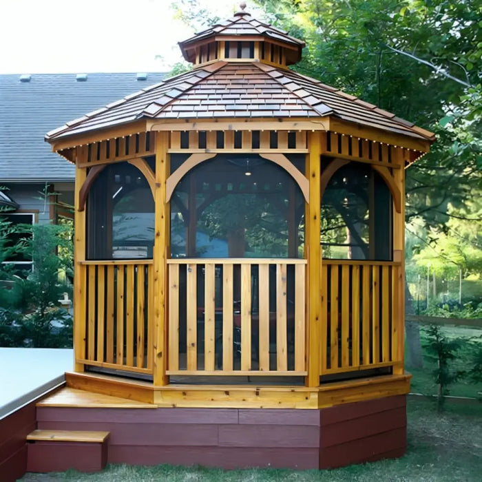 Outdoor Living Today - 10′ Bayside Gazebo with Screen Kit - Full View