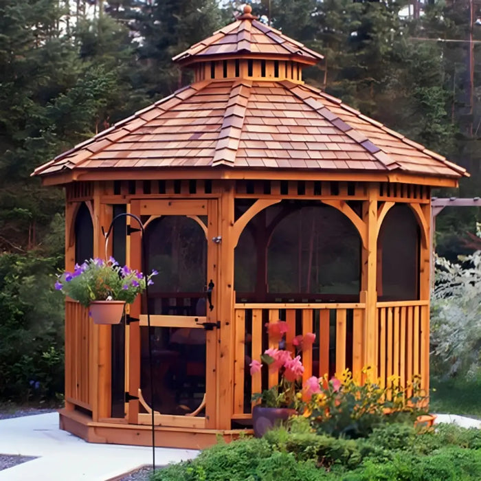 Outdoor Living Today - 10′ Bayside Gazebo with Screen Kit - Fully Assembled