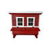 Classic red OverEZ Large Chicken Coop front view highlighting the exterior nesting box.