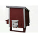 Classic red OverEZ Large Chicken Coop rear product image with lockable chicken door.
