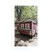 Side view of a red Large Chicken Coop under trees in a customer yard