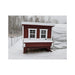 Red Large Chicken Coop installed in deep snow at a customer property